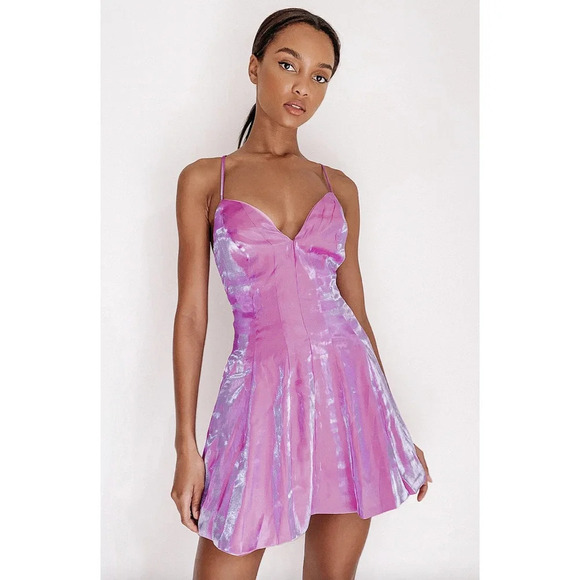 Lulu's Shining Brighter Skater Mini Dress Purple - Picture 1 of 7